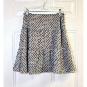Free People Size 7 Skirt Peasant Chiffon Crochet Trim Side Buttons Multicolor